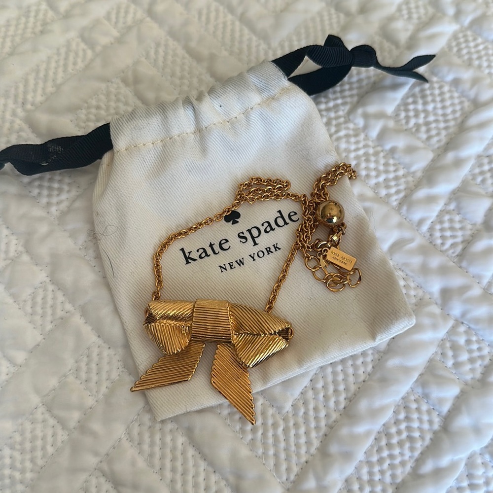 Kate spade All Wrapped Up Bow cross grain ribbon necklace.
